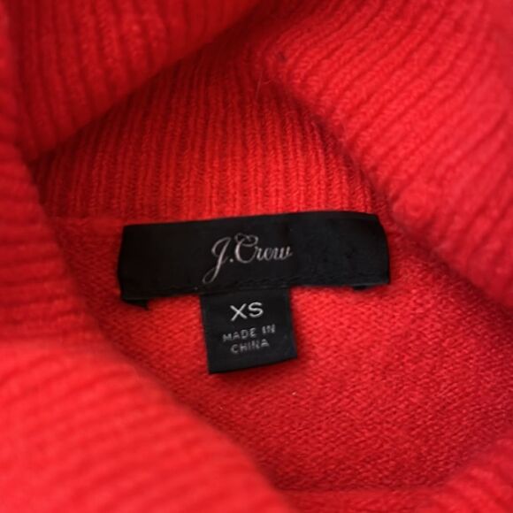 Jcrew bright red/orange wool blend turtleneck sweater size xs - Picture 2 of 6